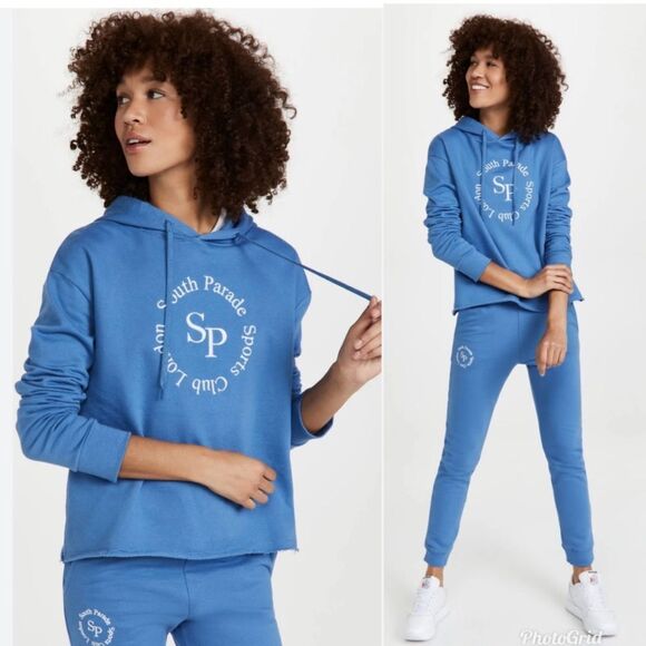 Revolve South Parade Charlie Sports Club Hoodie Ocean Blue Size S - Picture 1 of 10